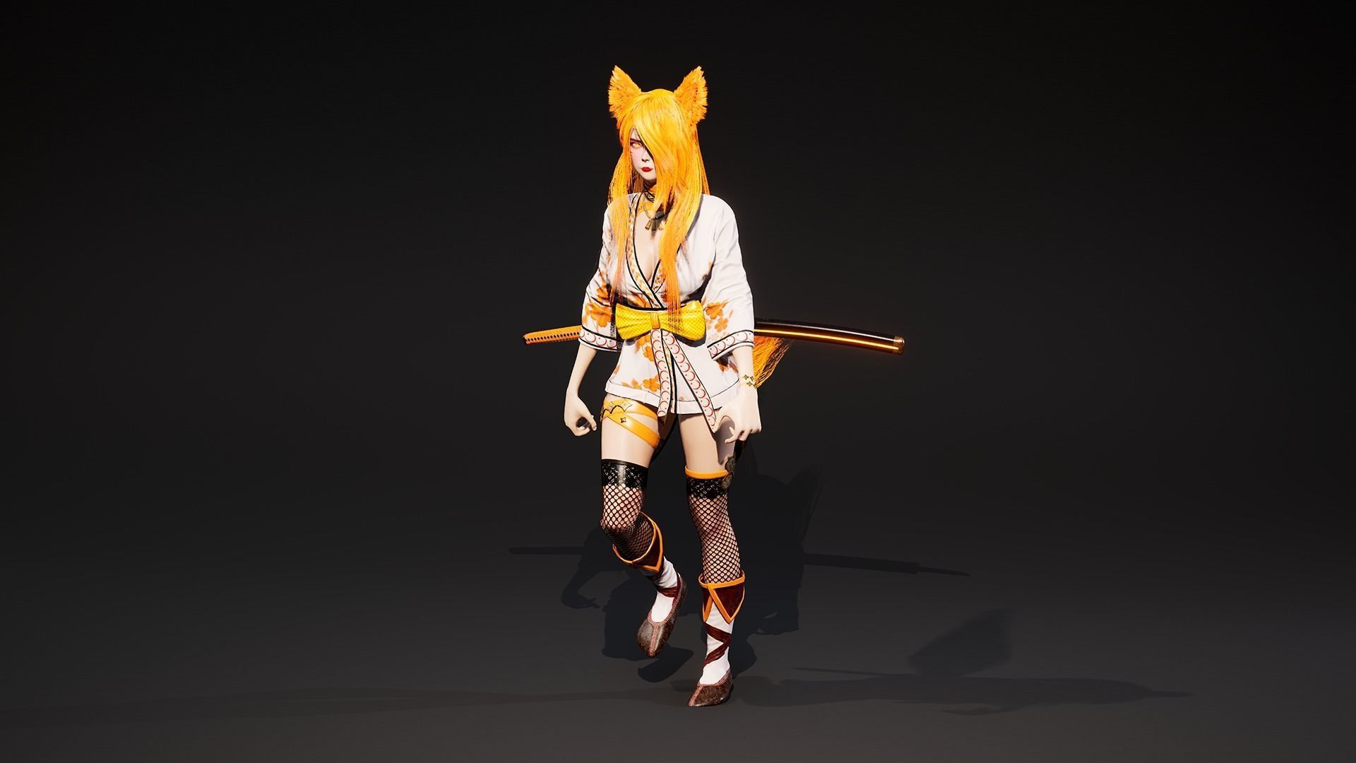 Kitsune Game Ready Low Poly Low-poly 3D model_11
