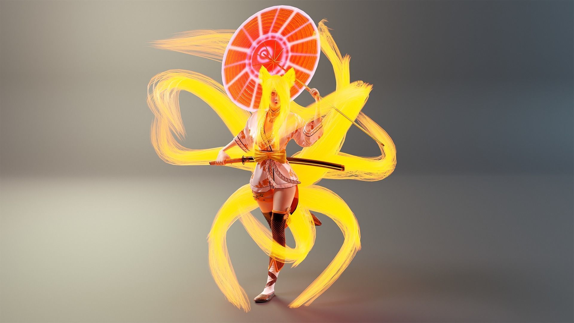 Kitsune Game Ready Low Poly Low-poly 3D model_4