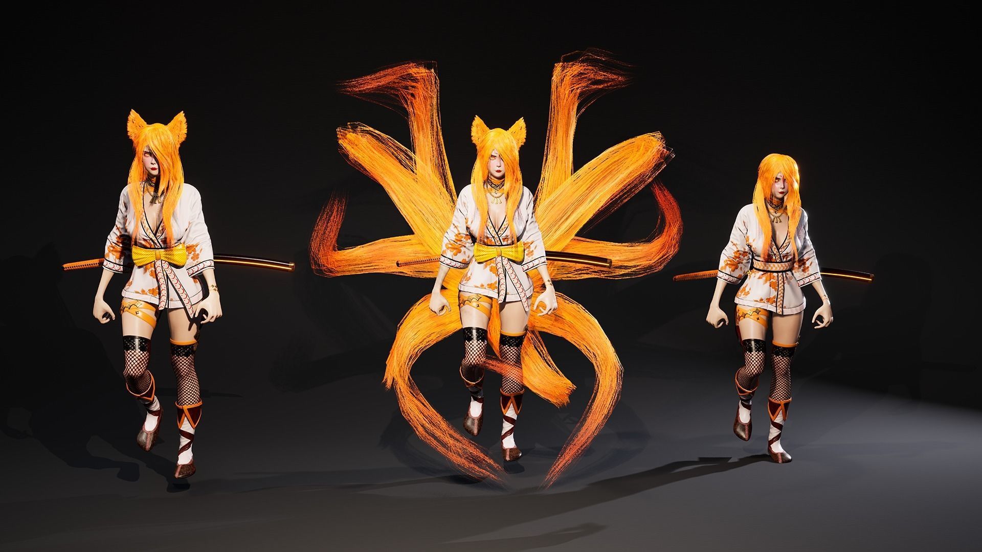 Kitsune Game Ready Low Poly Low-poly 3D model_14