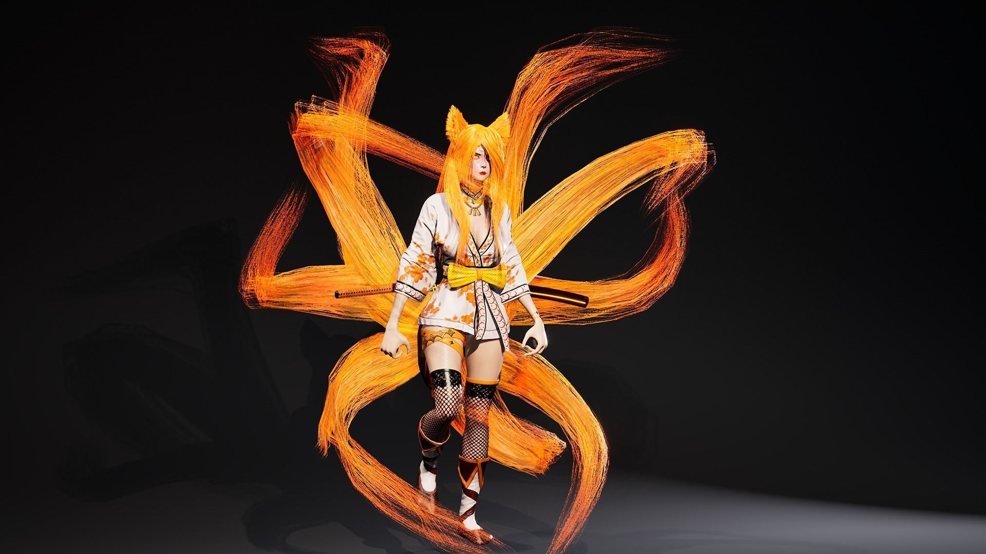 Kitsune Game Ready Low Poly Low-poly 3D model_10