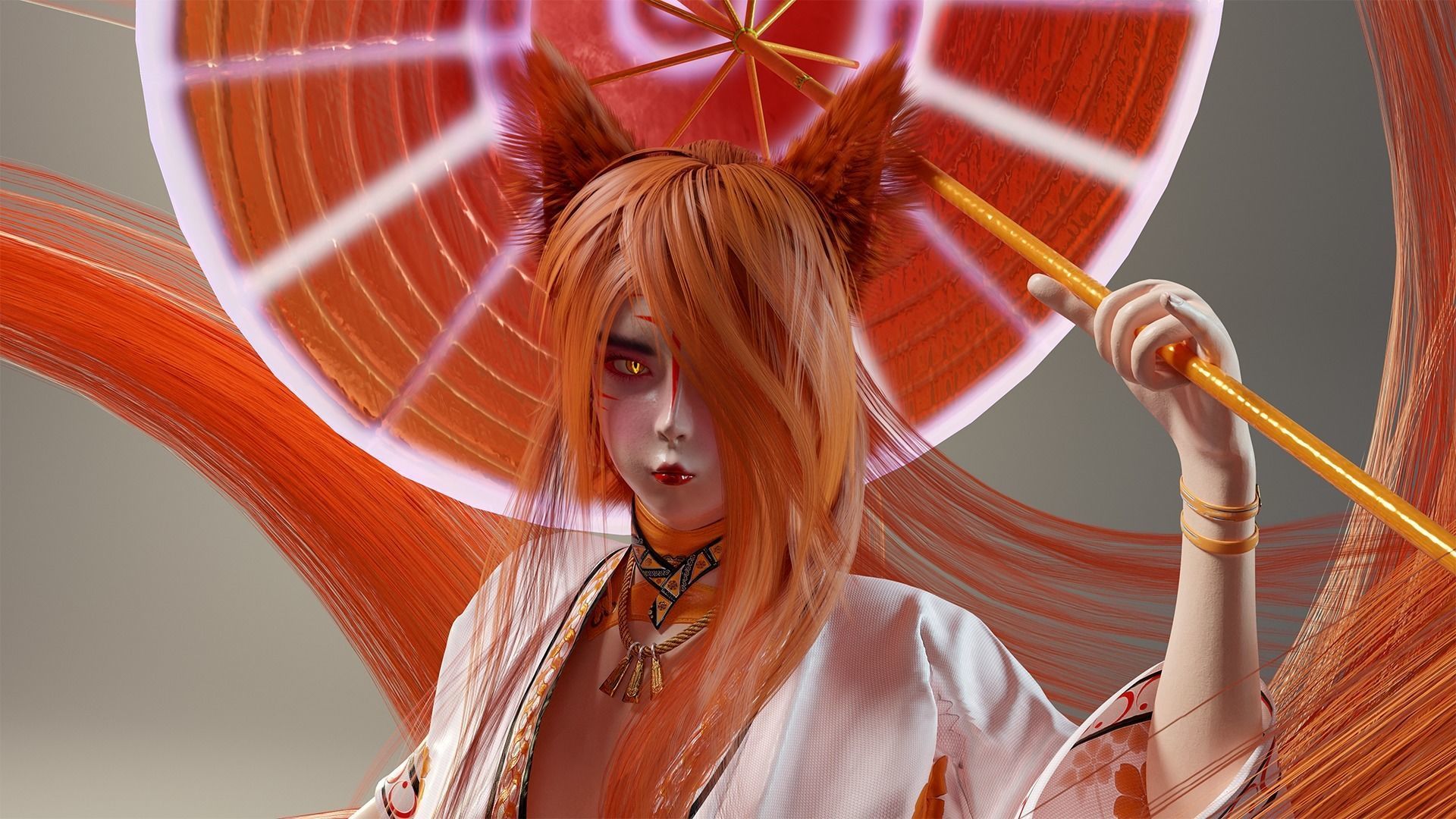 Kitsune Game Ready Low Poly Low-poly 3D model_7