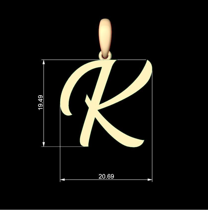 Initial Letters Pendant Brightons K 3D print model_5