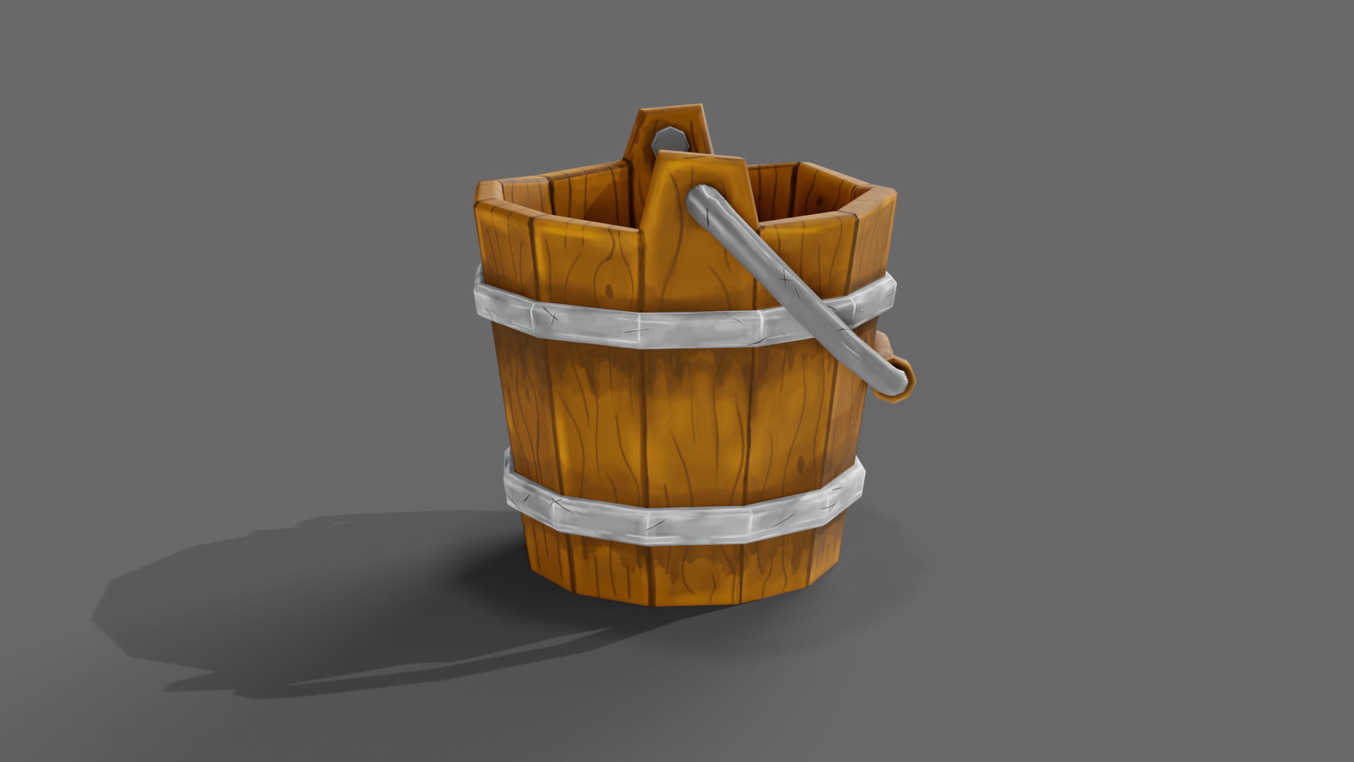 Stylized Bucket Low-poly 3D model_3