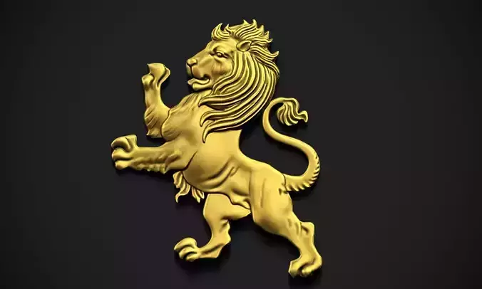 Standing Lion Relief 3D print model