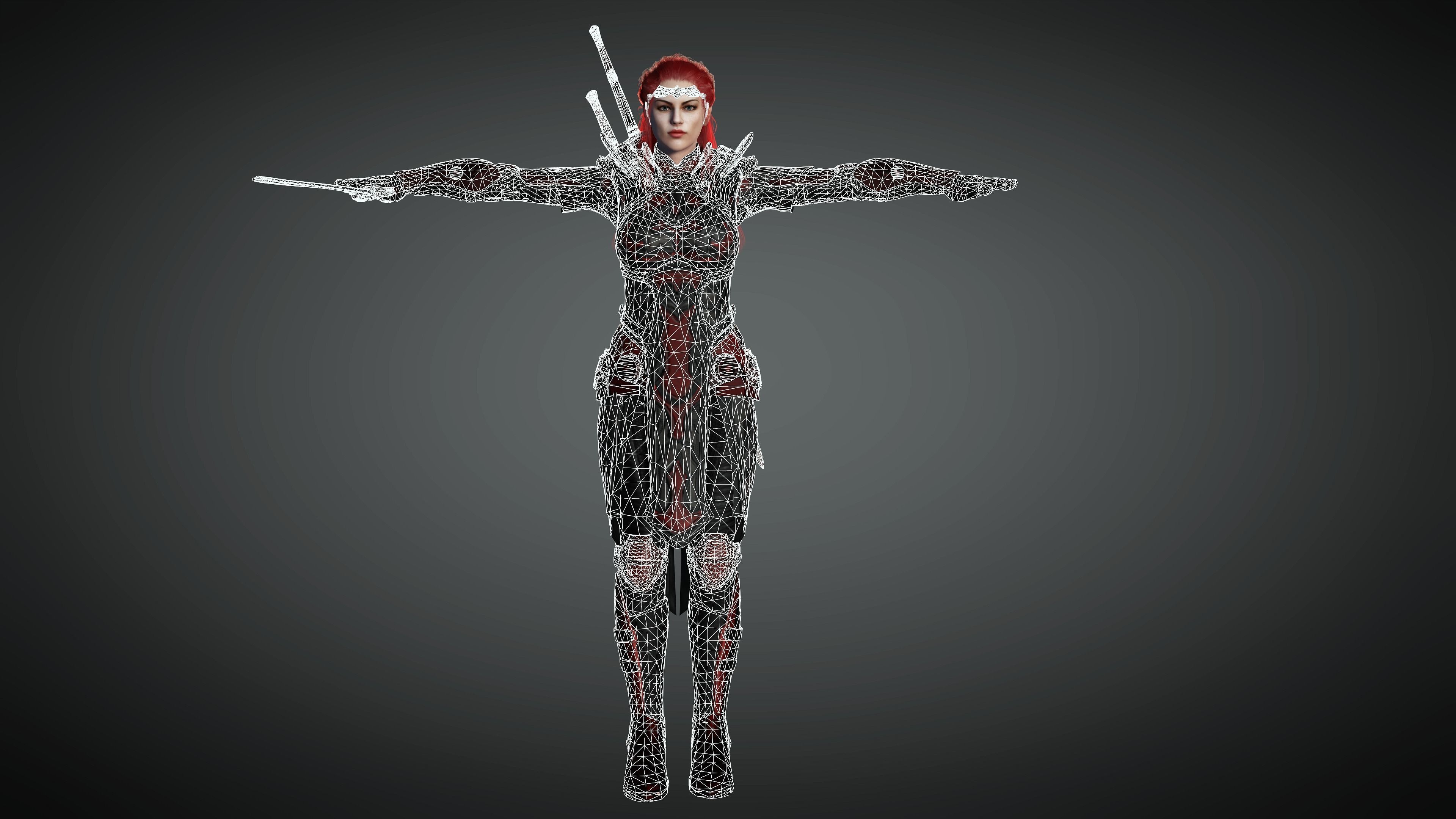AAA Fantasy Female Character 13 Low-poly 3D model_23