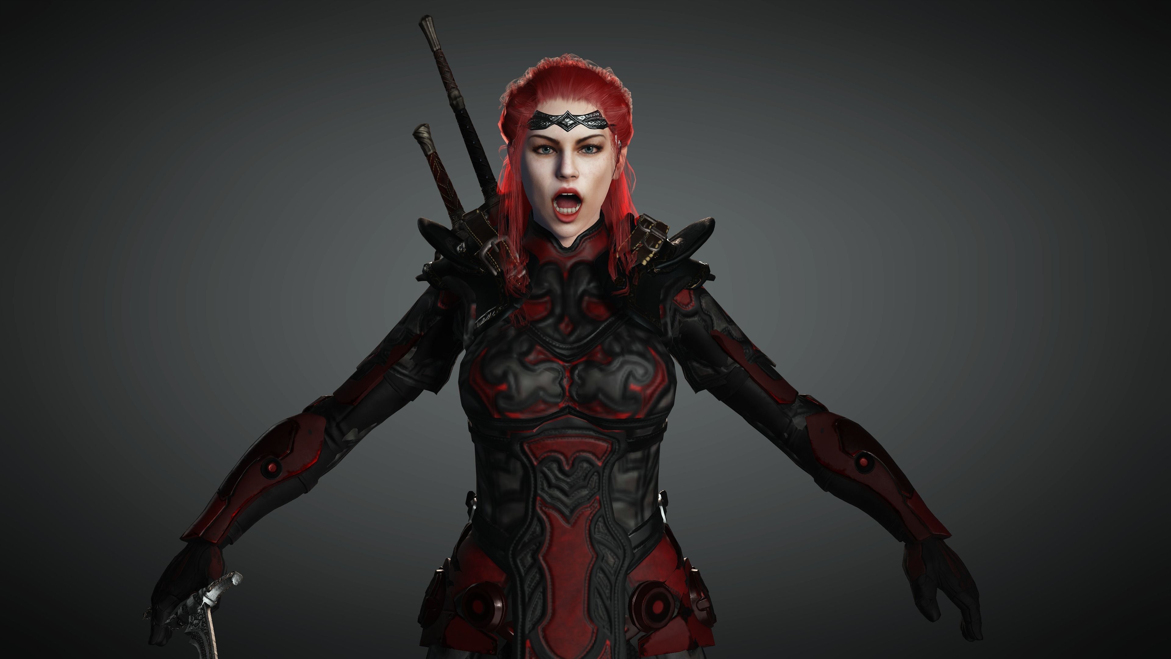 AAA Fantasy Female Character 13 Low-poly 3D model_18