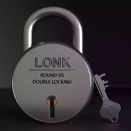 ROUND LOCK with KEY Low-poly 3D model