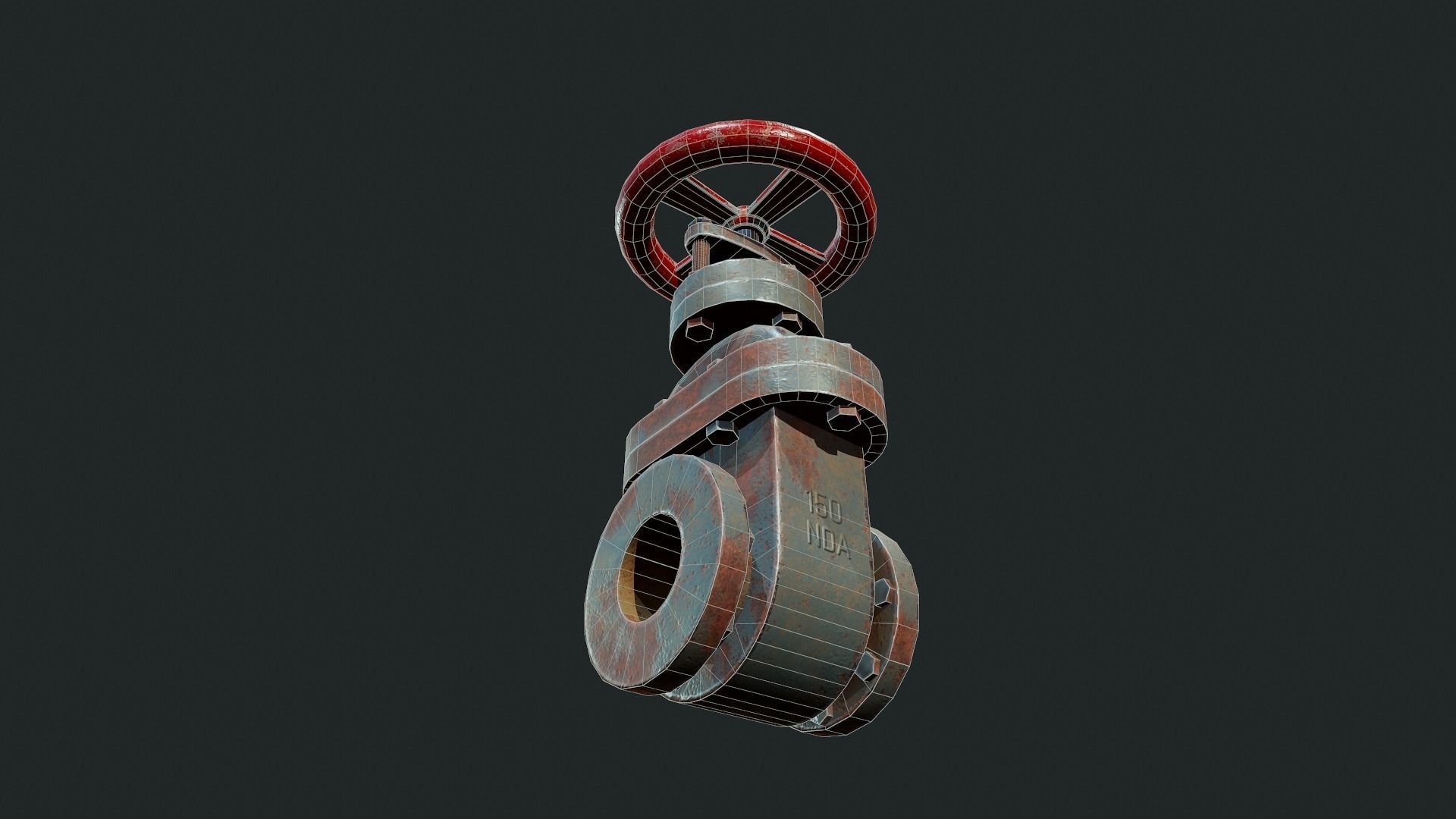 Old Rusty Pipe Valve - Tutorial Included Low-poly 3D model_13
