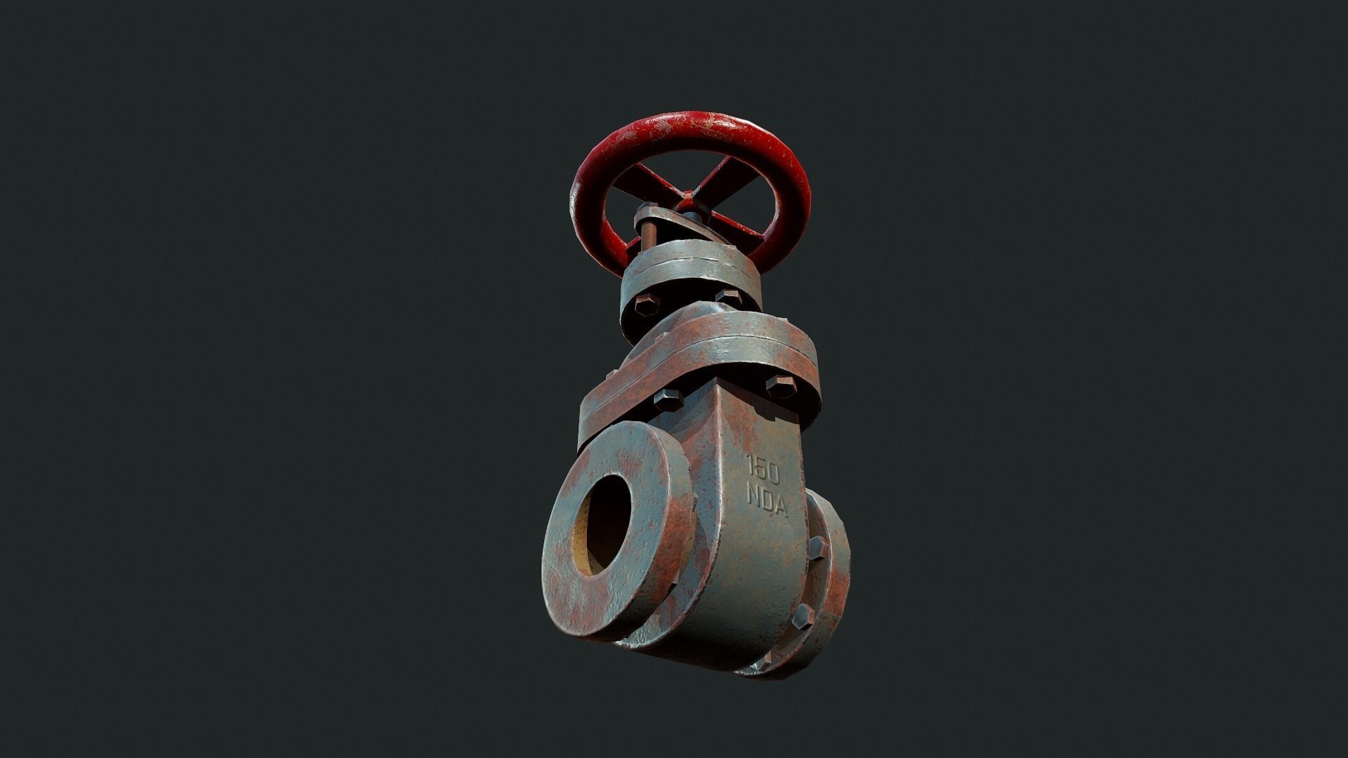Old Rusty Pipe Valve - Tutorial Included Low-poly 3D model_12