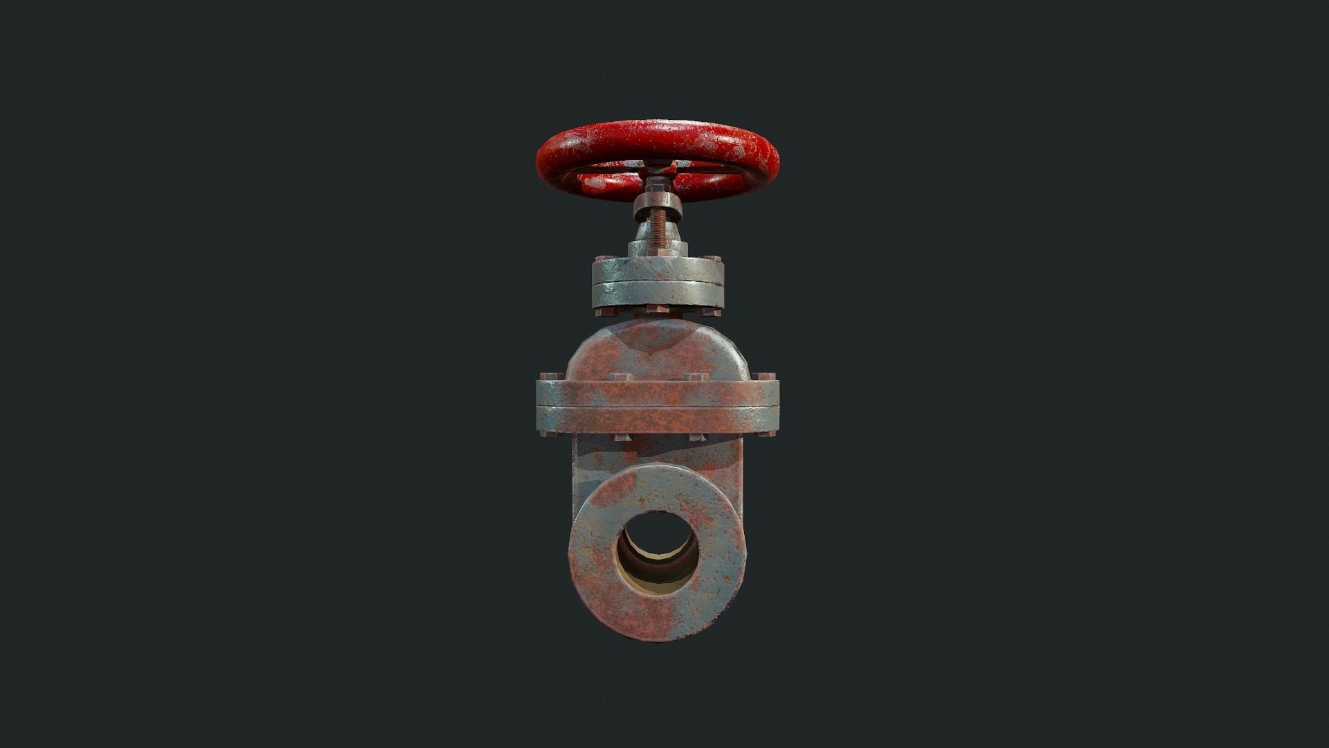 Old Rusty Pipe Valve - Tutorial Included Low-poly 3D model_6