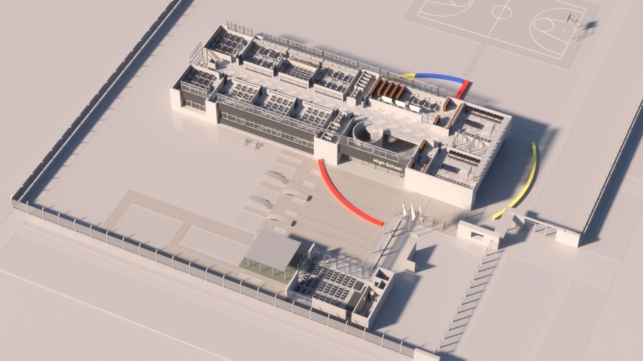 University High School Exterior interior furniture 3D model_3