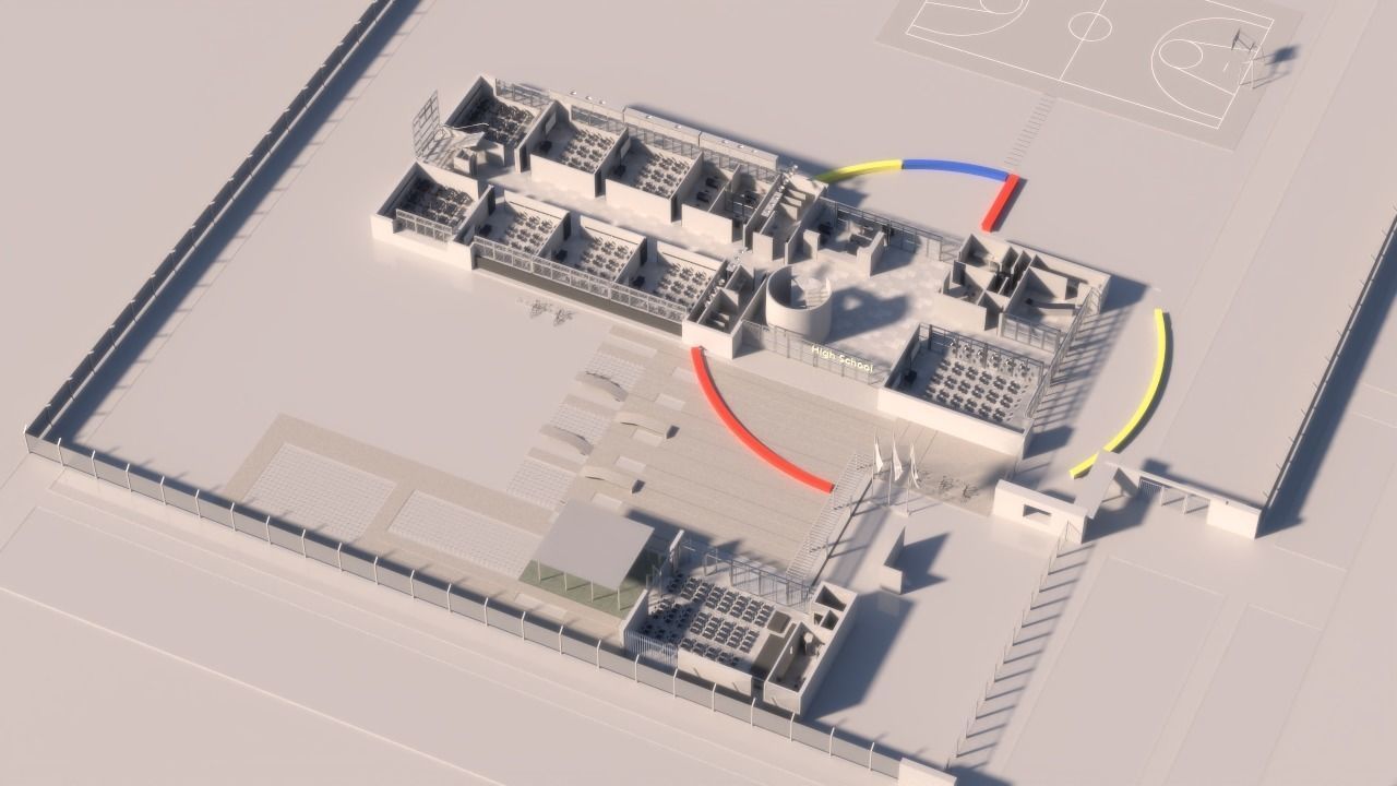 University High School Exterior interior furniture 3D model_4