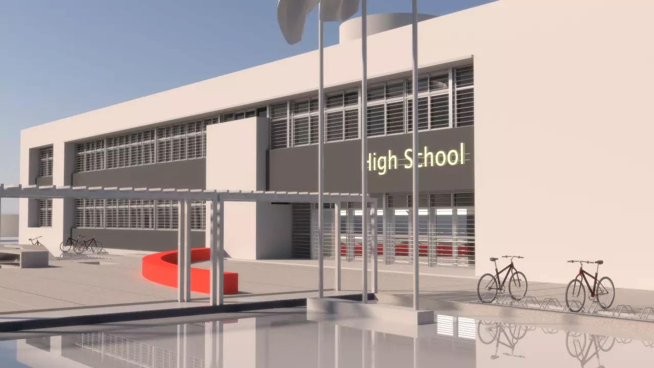 University High School Exterior interior furniture 3D model_0
