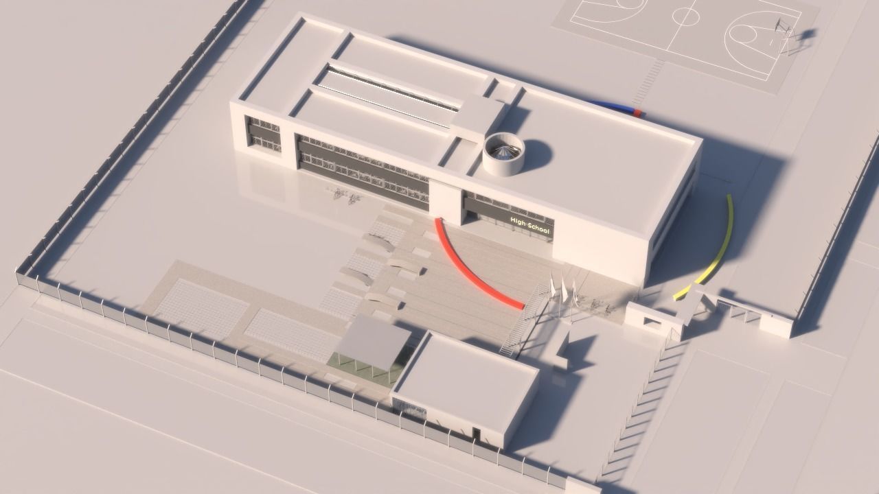 University High School Exterior interior furniture 3D model_5