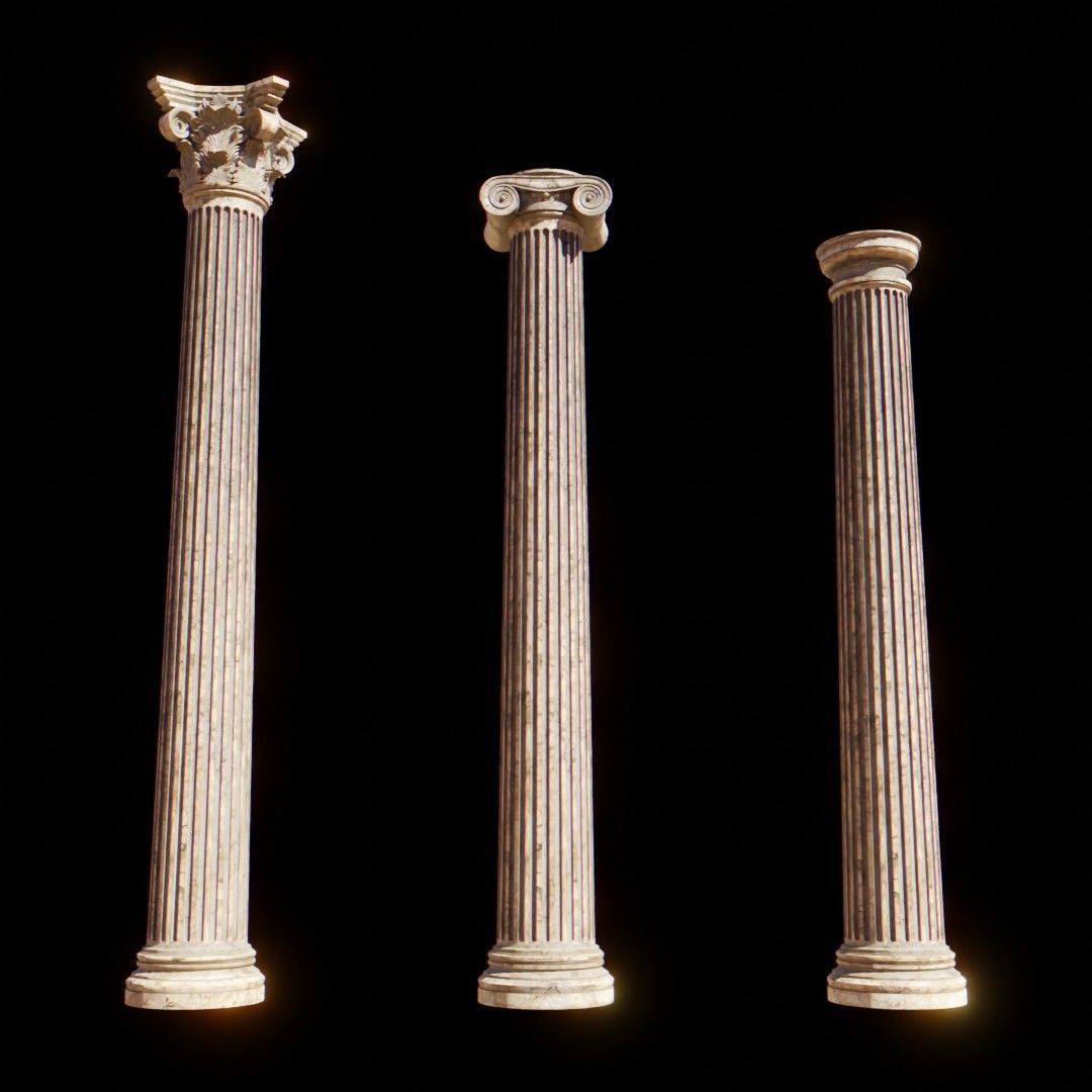 Classical order column pack 3D model_7