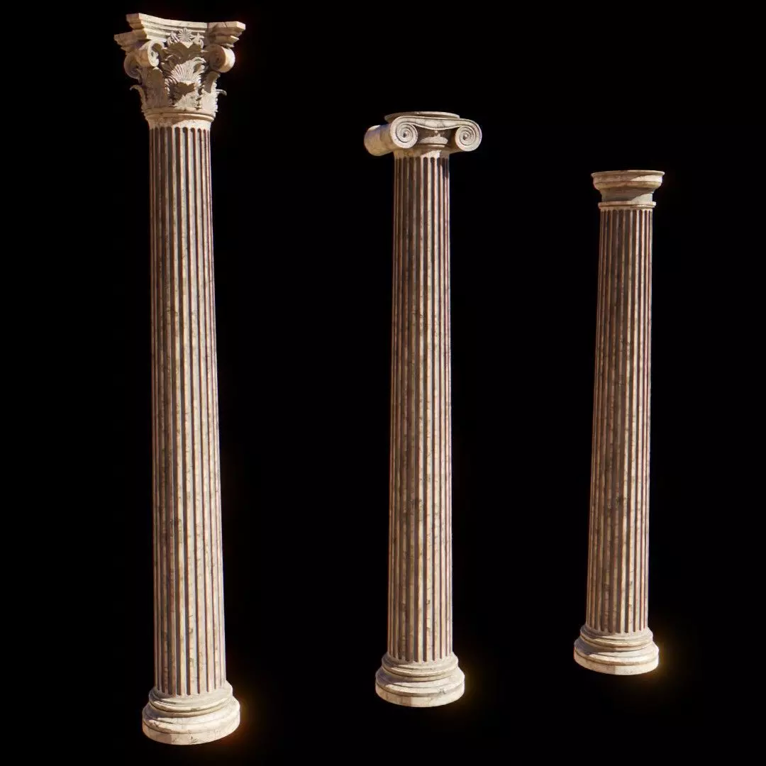 Classical order column pack 3D model_0