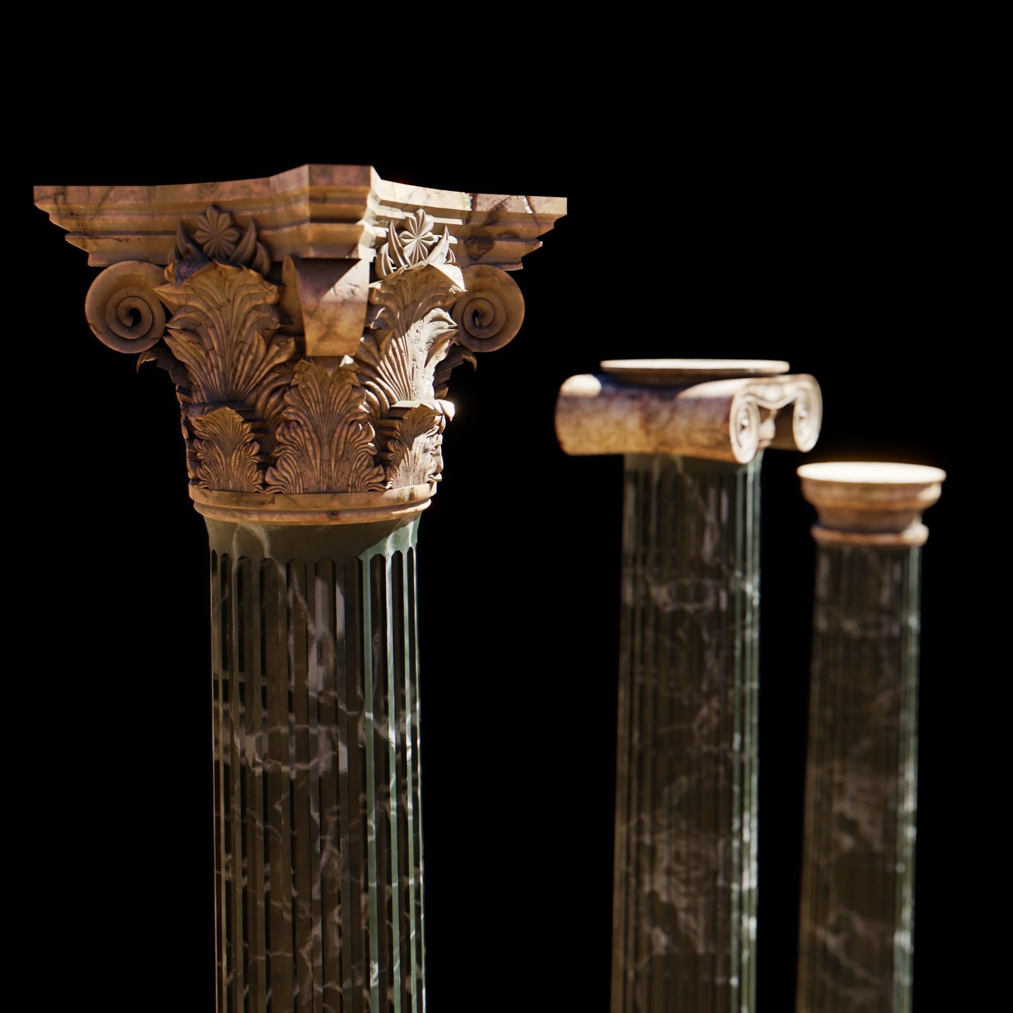 Classical order column pack 3D model_4