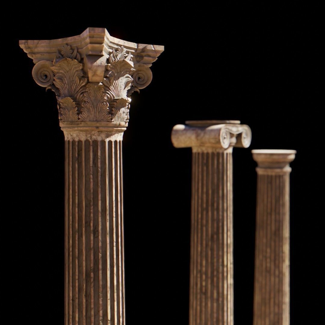 Classical order column pack 3D model_3