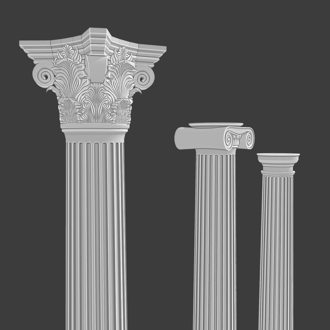 Classical order column pack 3D model_9