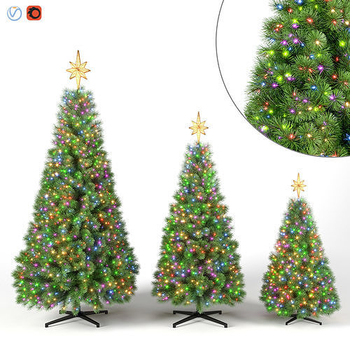 Christmas Tree With Multicolor Lights Set 1 3D model