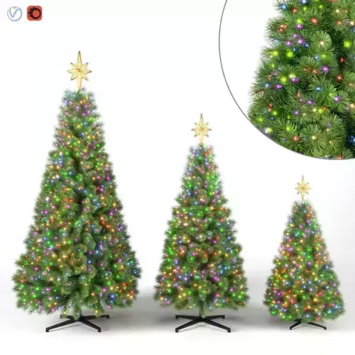 Christmas Tree With Multicolor Lights Set 1 3D model