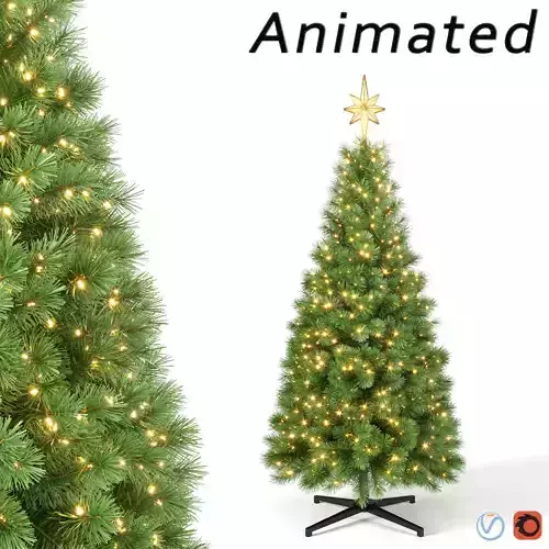 Christmas Tree with Animated Lights - 7 feet 3D model