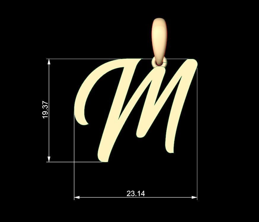 Initial Letters Pendant Brightons M 3D print model_5