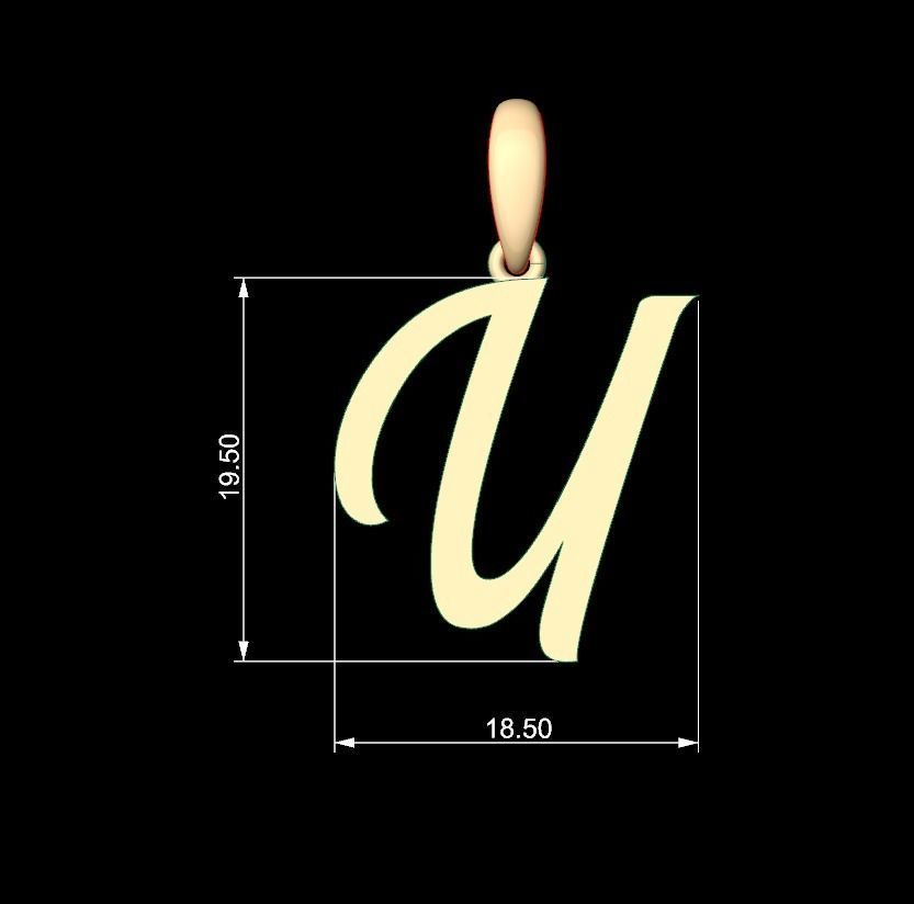 Initial Letters Pendant Brightons U 3D print model_4