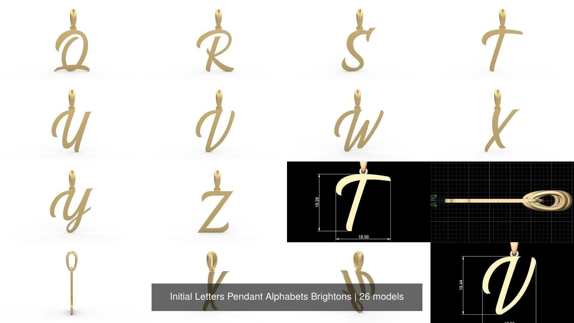 Initial Letters Pendant Alphabets Brightons 3D Model Collection_2