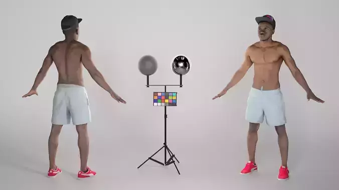 Shirtless young man ready for animation 345 Low-poly 3D model