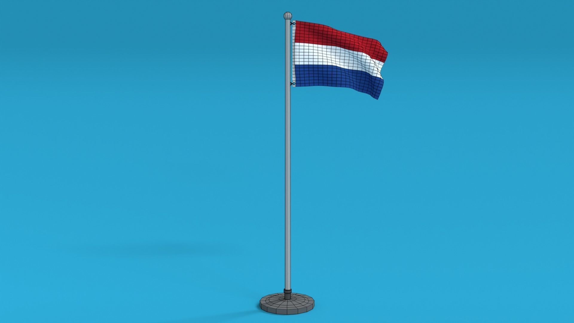 Low Poly Seamless Animated Netherlands Flag Low-poly 3D model_9