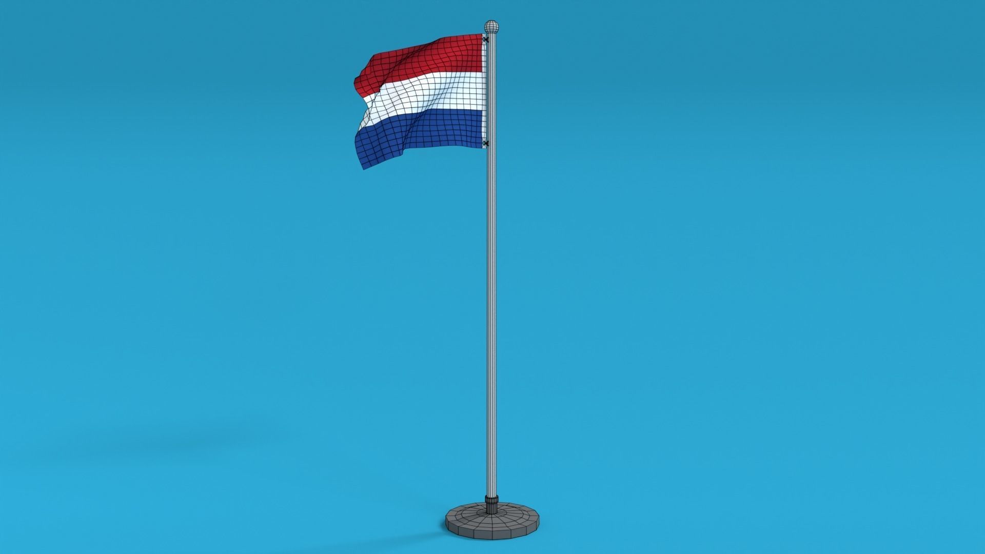Low Poly Seamless Animated Netherlands Flag Low-poly 3D model_12