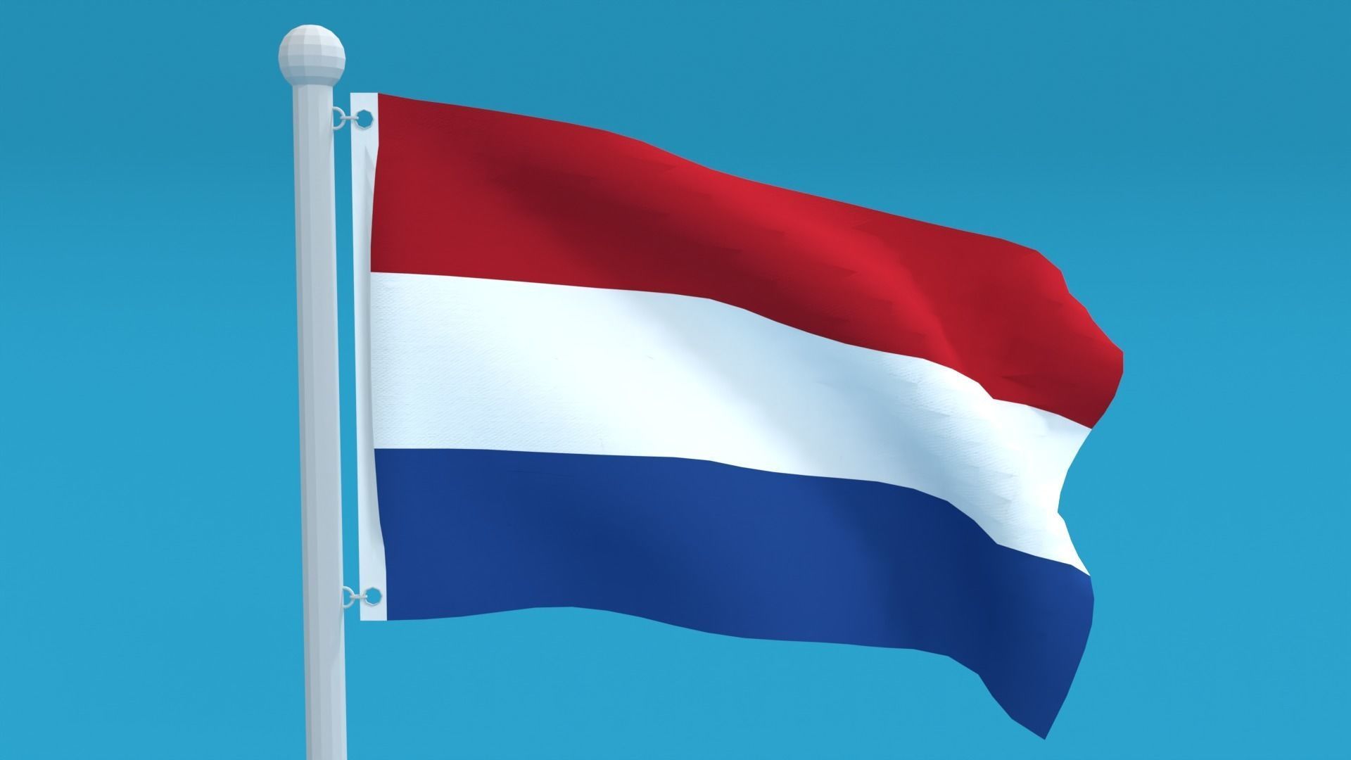Low Poly Seamless Animated Netherlands Flag Low-poly 3D model_8