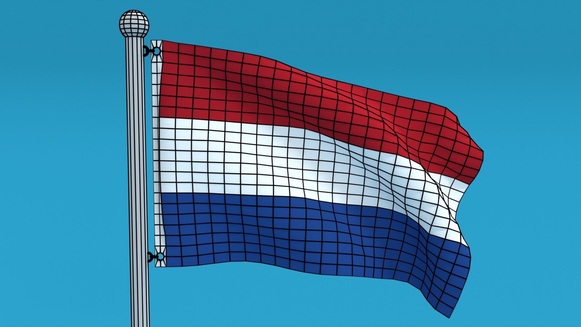Low Poly Seamless Animated Netherlands Flag Low-poly 3D model_17