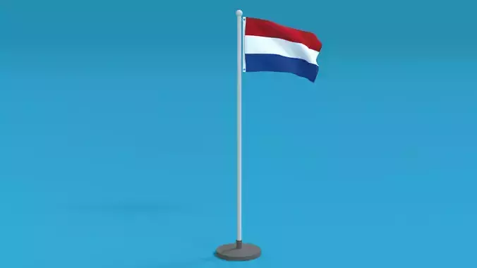 Low Poly Seamless Animated Netherlands Flag Low-poly 3D model