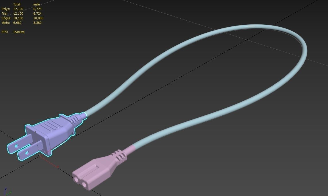 Power Cord M1 Low-poly 3D model_11