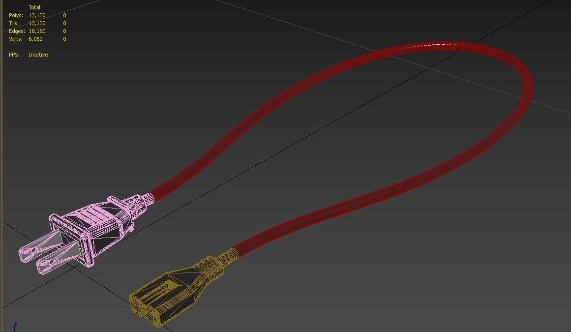 Power Cord M1 Low-poly 3D model_10