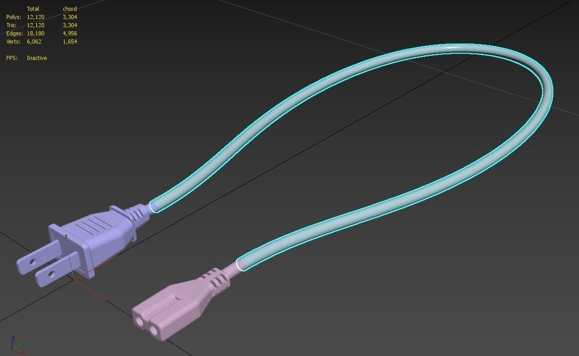 Power Cord M1 Low-poly 3D model_13