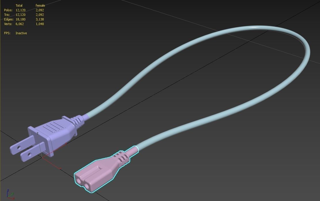 Power Cord M1 Low-poly 3D model_12