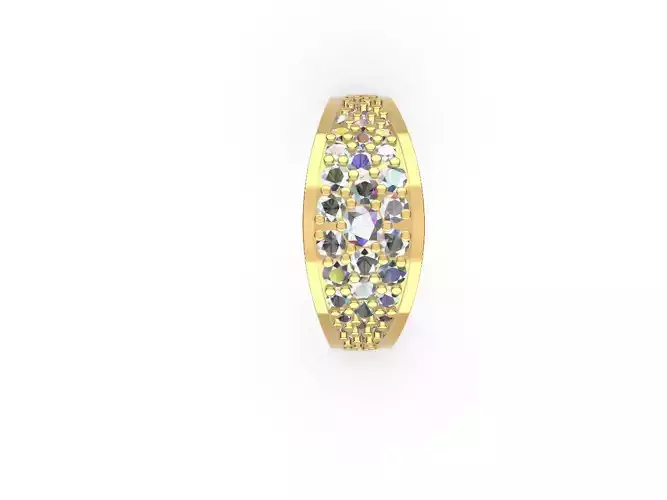 Contemporary wavy pave ring 3D print model