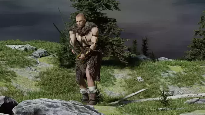 Rigged barbarian character plus MD clothes 3D model 3D model
