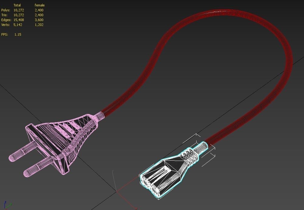 Power Cord M3 Low-poly 3D model_10