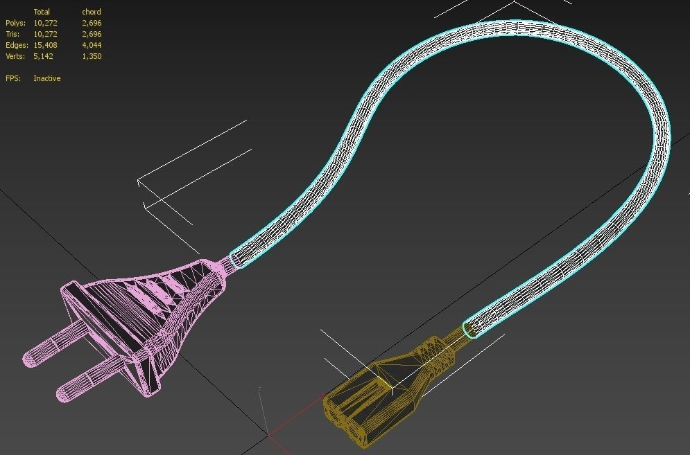 Power Cord M3 Low-poly 3D model_12