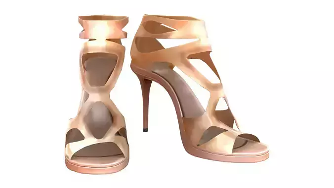 Golden Cross Straps Sandal Heels
