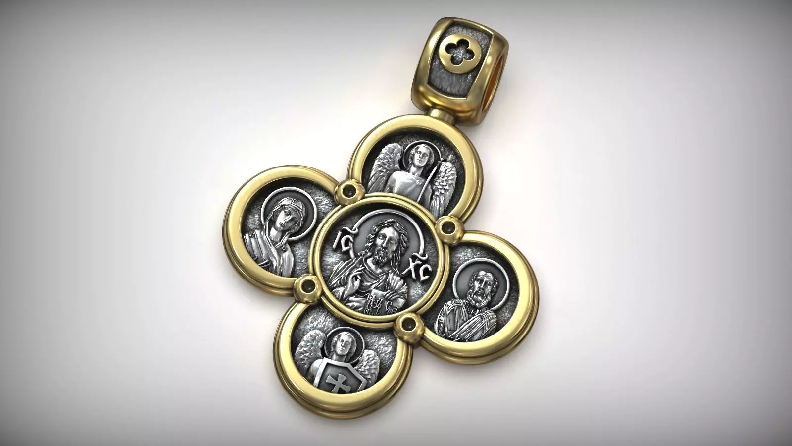 Jesus Christ Savior Saints Archangels Cross 3D print model