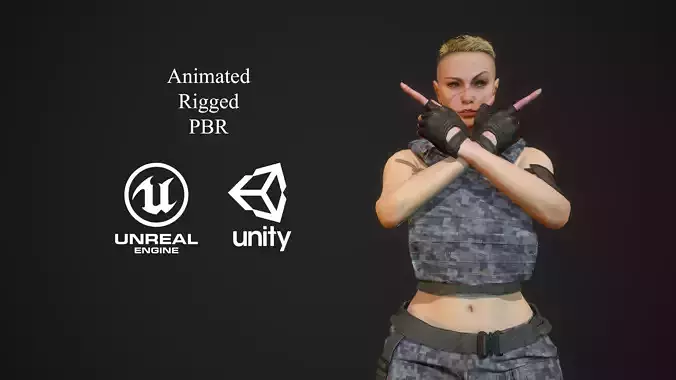Fighting Girl 3 Low-poly 3D model