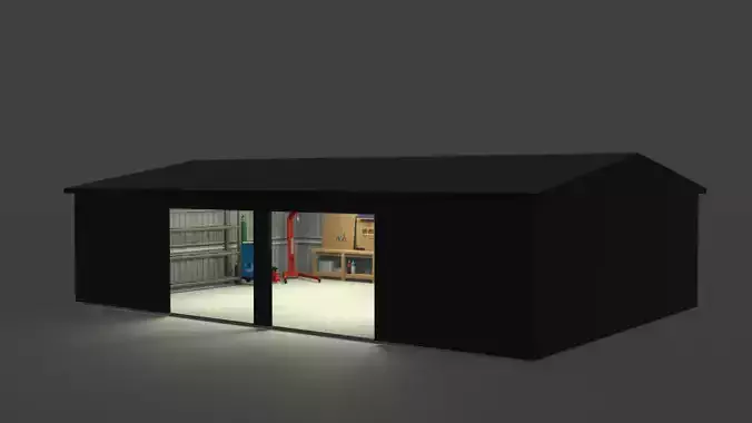 Garage low-poly 3D model Low-poly 3D model