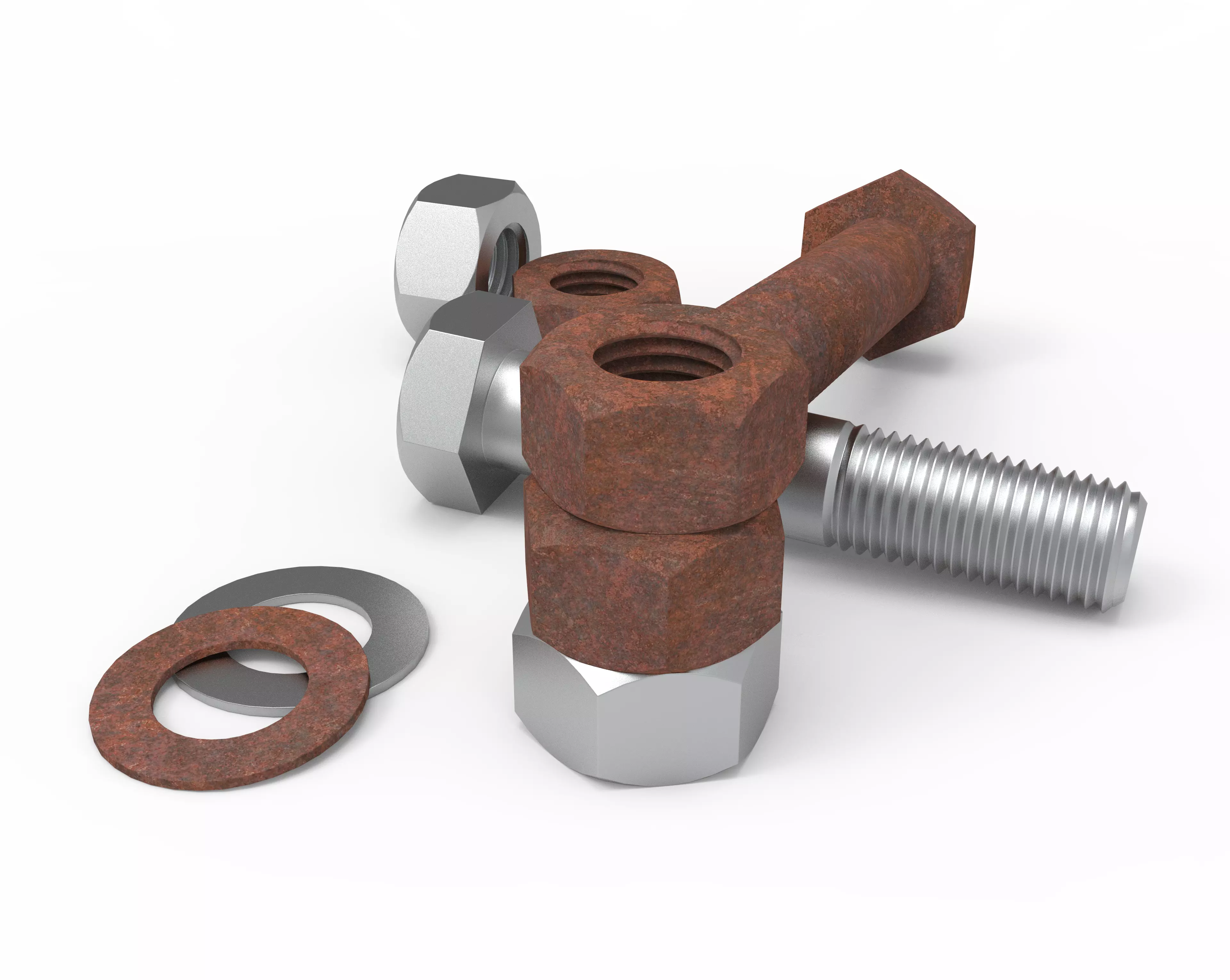 Nut Bolt Low-poly 3D model