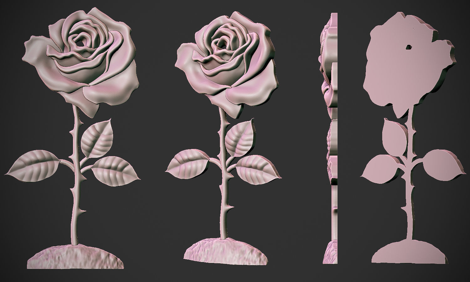 Rose Plant Relief 3D print model_1
