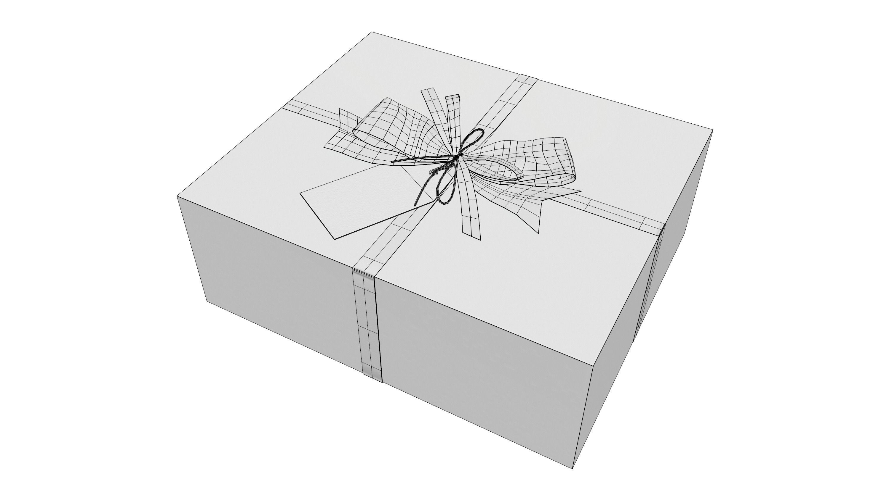 Gift Box with Ribbon V2 Low-poly 3D model_4